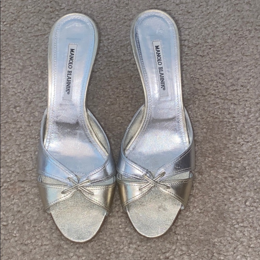 Manolo Blahnik Metallic Sandals